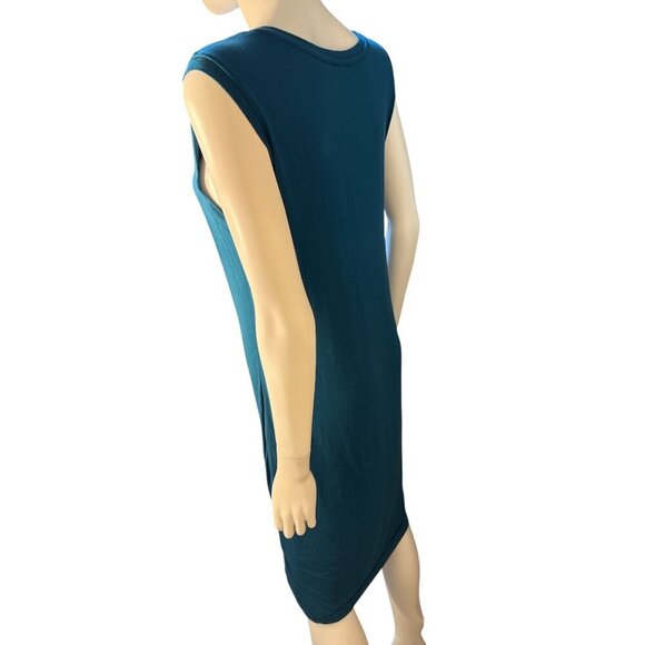 Athleta Blue Sleeveless Ruched Side Midi Dress Large Modal/Spandex EUC - Picture 4 of 6